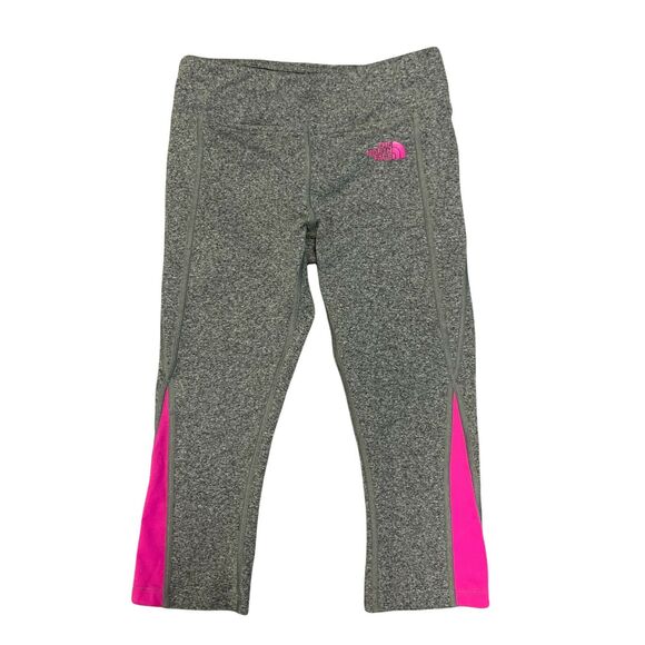 The North Face Capri Leggings Women's Size XS Gray Fuchsia Crop Stretch Pull On - Picture 1 of 9